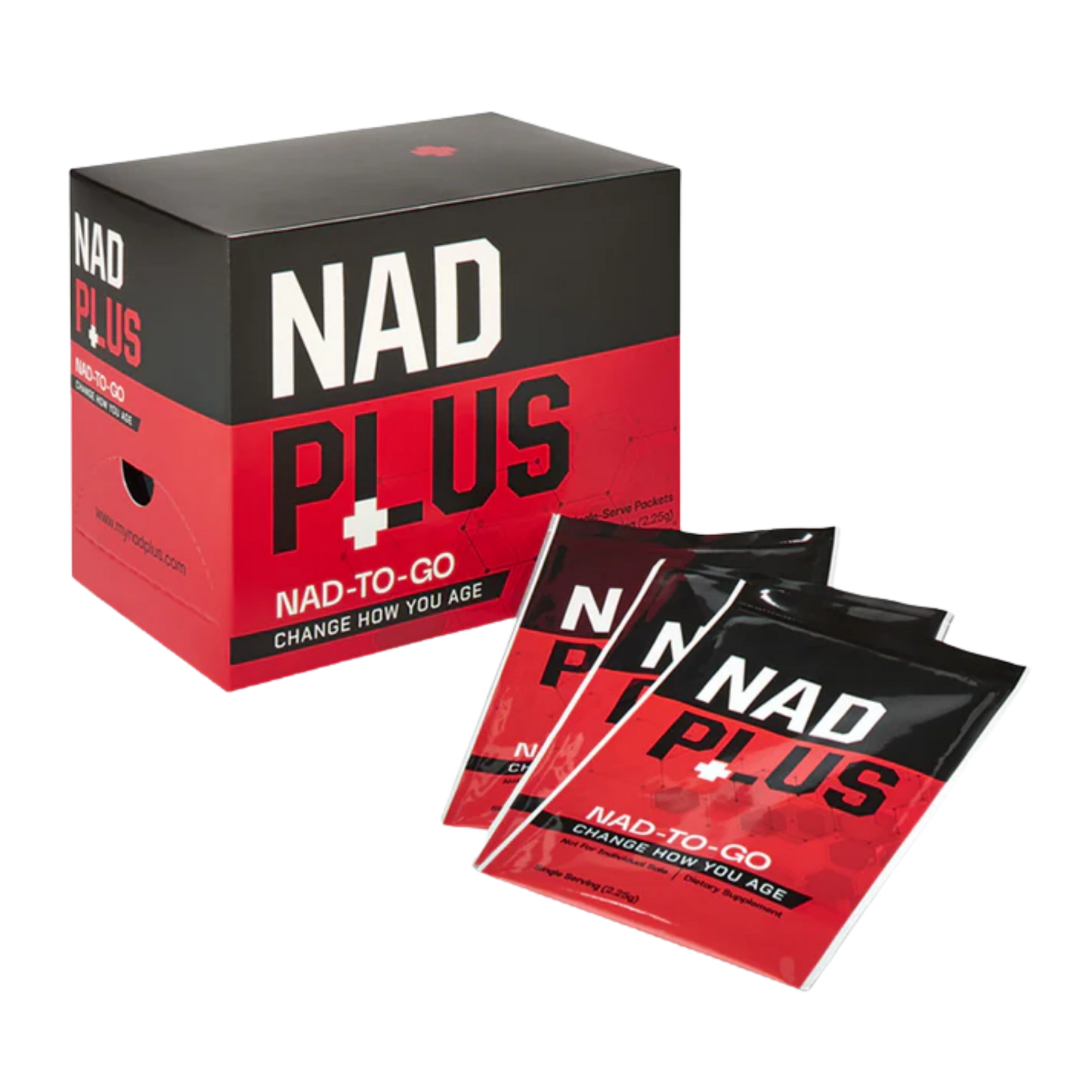 NAD Plus packaging with red and black design on a white background